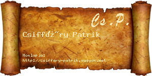 Csiffáry Patrik névjegykártya
